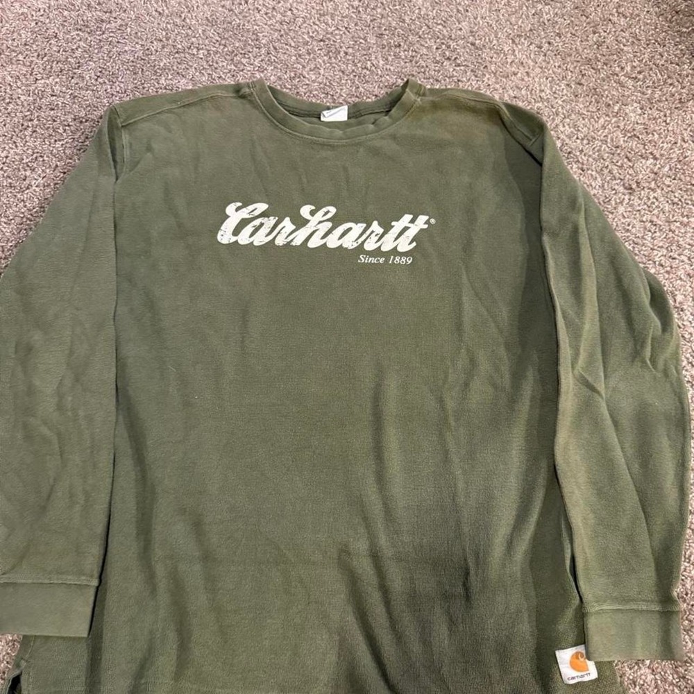 Carhartt XL Olive Green Waffle Knit Thermal Long Sleeve Since 1889